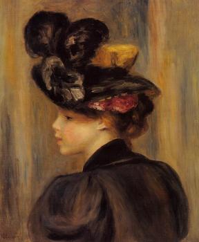 皮埃爾 奧古斯特 雷諾阿 Young Woman Wearing a Black Hat